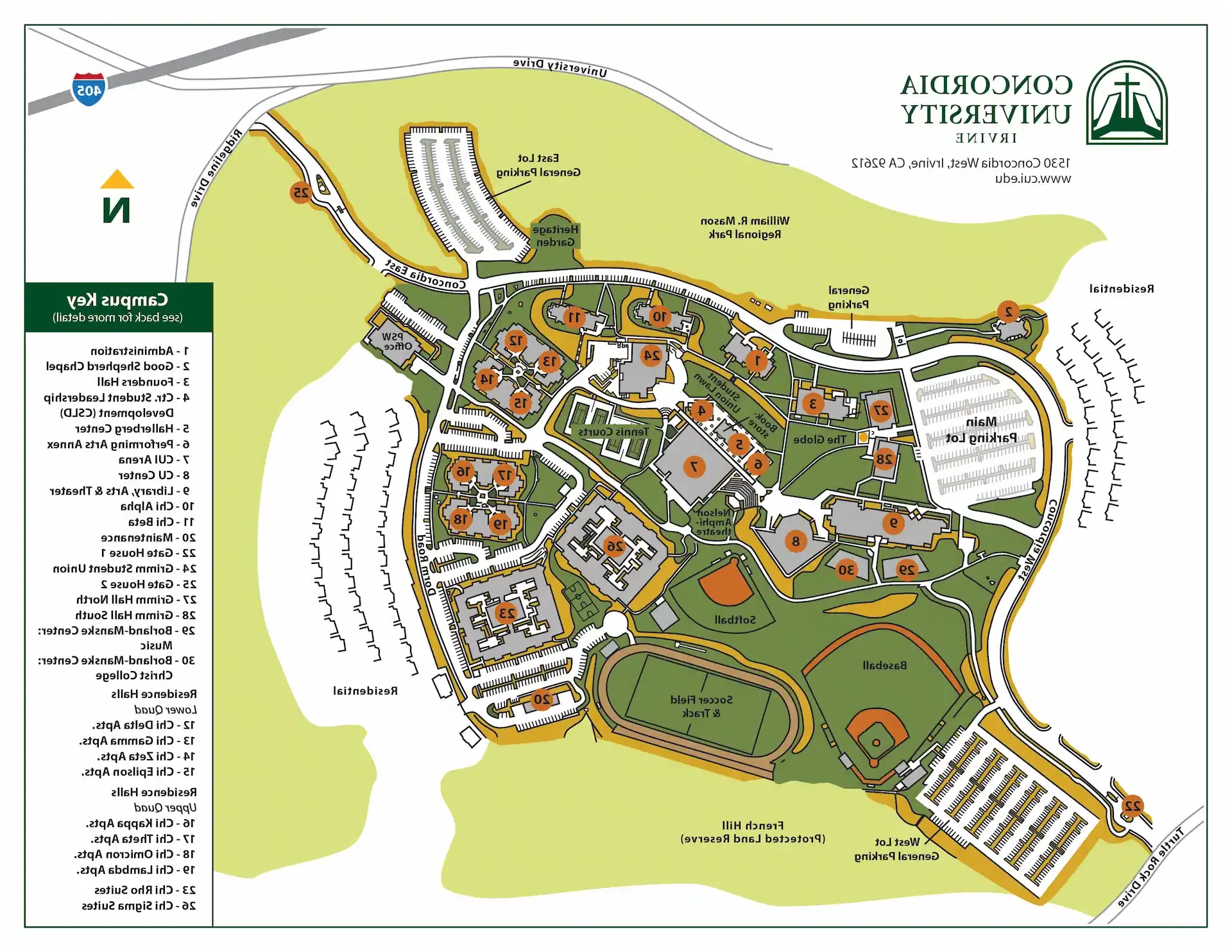 Map of Concordia University Irvine