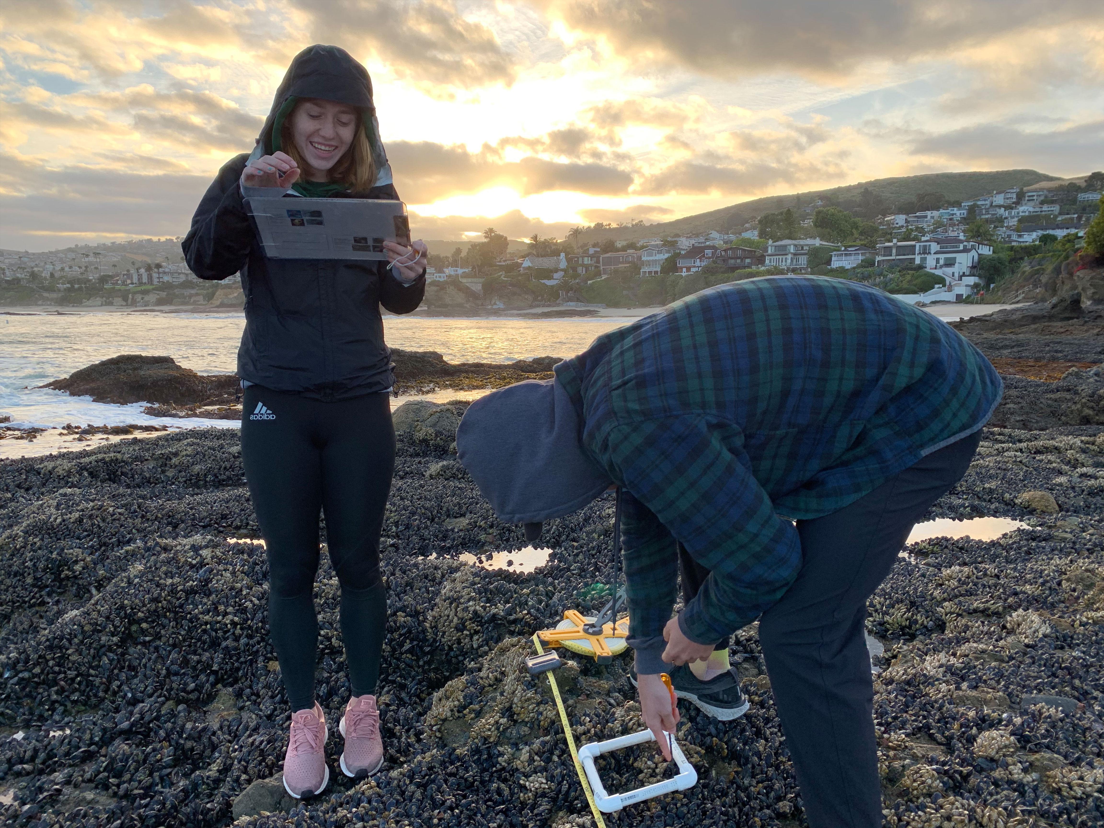 Two students doing research at Shaw's Cove