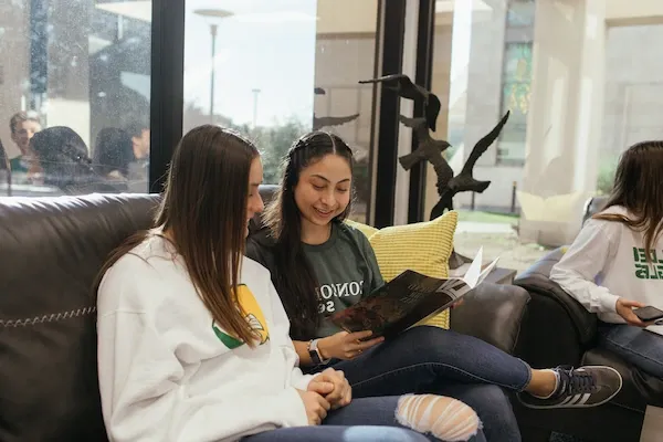 Students at the library lounge
