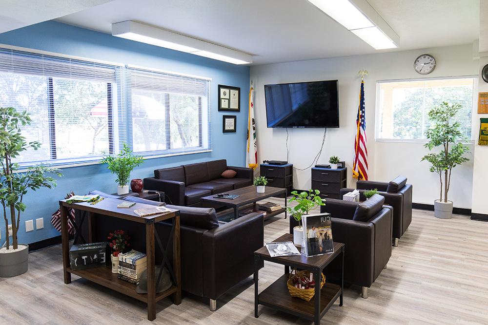 The lounge in the Veterans Resource Center