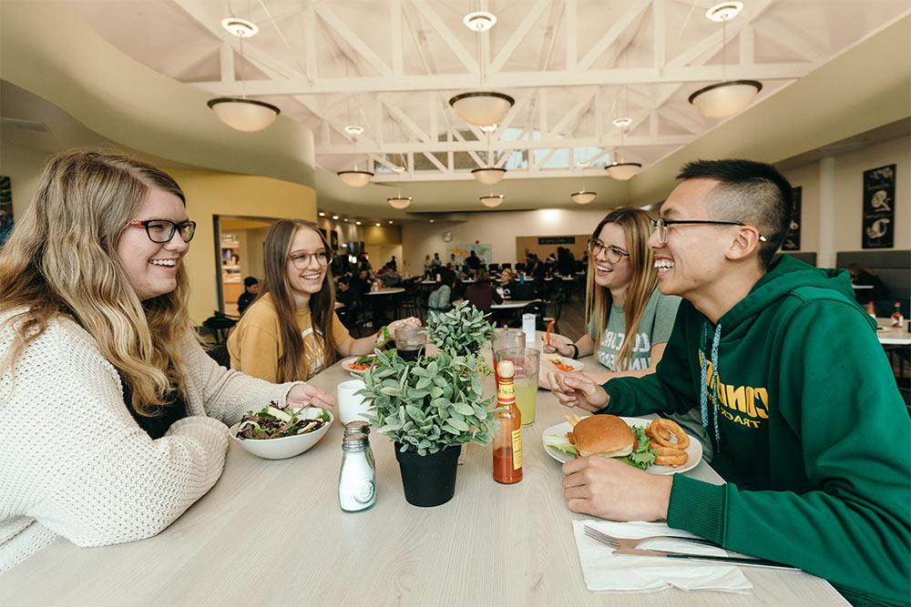Students enjoy lunch in our newly renovated Dining Hall in the Student Union at Concordia.